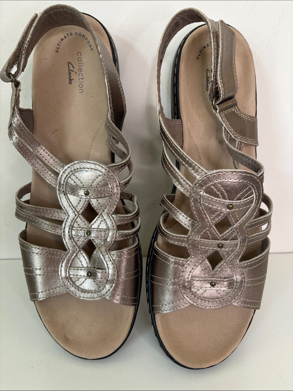 Clarks Metallic Taupe Strappy Women's Sandals US 12